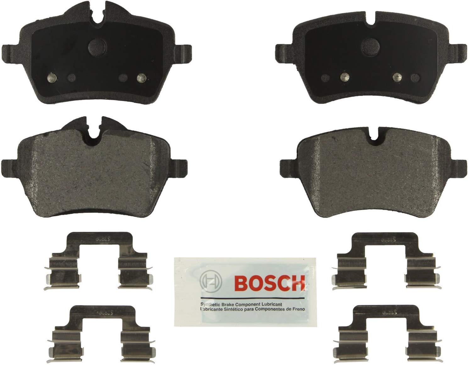 Bosch BE1204H Blue Disc Brake Pad Set with Hardware For Select Mini Cooper, Countryman, and Paceman Vehicles - FRONT