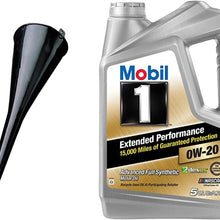 Hopkins Super Funnel Bundle with Mobil 1 Extended Performance Full Synthetic Motor Oil 0W-20, 5-Quart, Single