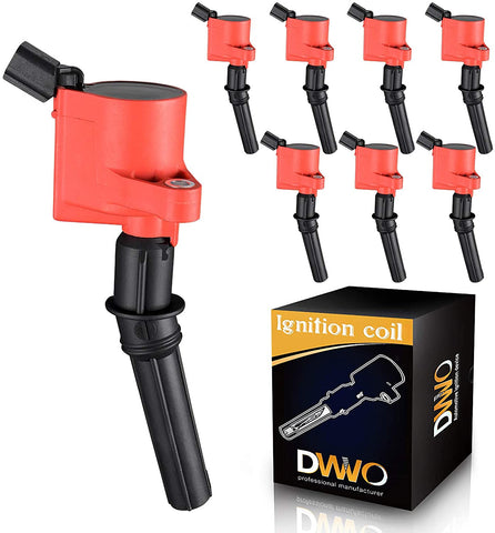 DWVO Ignition Coils Pack Compatible with Ford F150 F250 F350 Crown Victoria E150 E250 E350 Lincoln Mercury Mustang 4.6L 5.4L V8 Yellow - Set of 8