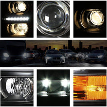 LED DRL Projector Headlight Assembly Compatible with Chevy Silverado 14-15 Headlamps with Black Housing Amber Corner