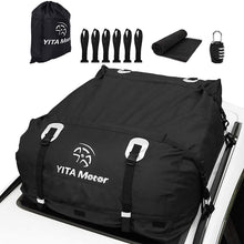 YITAMOTOR Cargo Top Carrier Roof Bag, 19 Cubic ft Car 600D PVC Rooftop Travel Storage Luggage Bag Box Soft-Shell for Cars with or Without Racks （Door Hooks/Anti-Slip Mat/Lock inclued ）