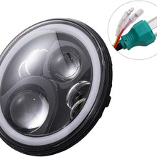 H6024 7 inches Black Led Daymaker Headlight with White Halo and Amber Turn Signal fit for Wrangler JK LJ TJ CJ Hummber H1 H2 Land Rover Defender and More, Pack of 2