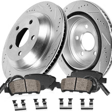 Callahan CDS03714 REAR 300mm Drilled & Slotted 5 Lug [2] Rotors + Brake Pads + Clips + Sensors [ fit Mercedes GLK350 ]