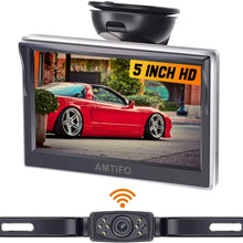 AMTIFO AM-W50 HD Wireless Backup Camera with 5 Inch Monitor License Plate Reverse Camera for Cars,SUVs,Minivans,Parking Camera Crystal Clear Image IP69 Waterproof Super Night Vision