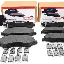 Beefed Up Brakes Heavy Duty Front & Rear Ceramic Brake Pad Kit w/hardware and grease Compatible with 2007-2018 Jeep Wrangler JK/JKU