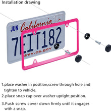 LivTee 4 Holes Stainless Steel License Plate Frames, 2 PCS Car Licence Plate Covers Slim Design with Bolts Washer Caps for US Vehicles, Pink