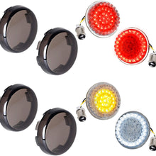 NTHREEAUTO 1157 Front Rear LED Turn Signals, 2Inch Bullet Rear Brake Light with Smoked Lens Cover Compatible with Harley Sportster Street Glide Road King Softail Driving Lights 2020