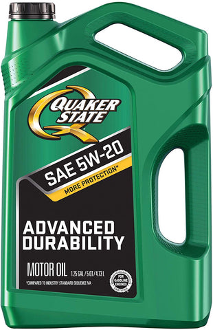 Quaker State 550044965 Advanced Durability 5W-20 Motor Oil (SN/GF-5), 5 quart