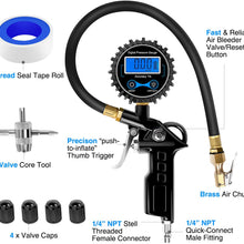 Nilight Digital Tire Pressure Gauge Medium 250 PSI Air Chuck and Compressor Accessories Heavy Duty with Rubber Hose and Quick Connect Coupler for 0.1 Display Resolution