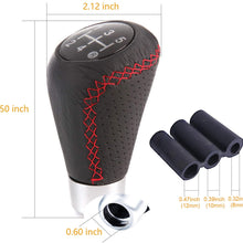Arenbel Leather Shift Knob 5 Speed Black Gear Shifting Stick Shifter fit Most Manual Vehicle