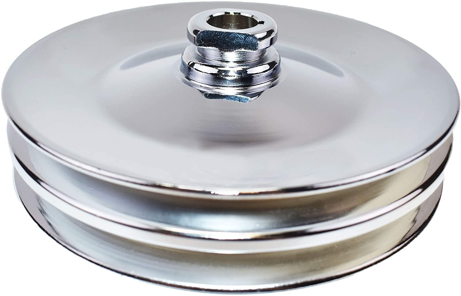 A-Team Performance Saginaw Power Steering Pump Double-Groove Steel Pulley Compatible With GM (Chrome)