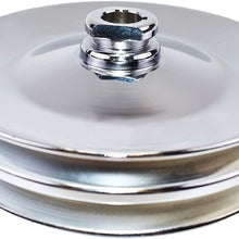 A-Team Performance Saginaw Power Steering Pump Double-Groove Steel Pulley Compatible With GM (Chrome)