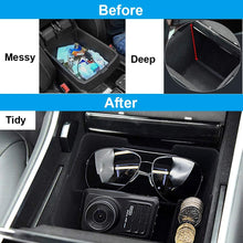 ROSON Tesla Model 3 Accessories Flocked Center Console Organizer Compatible with 2017 2018 2019 2020, Insert Tray, Armrest Box Insert Tray