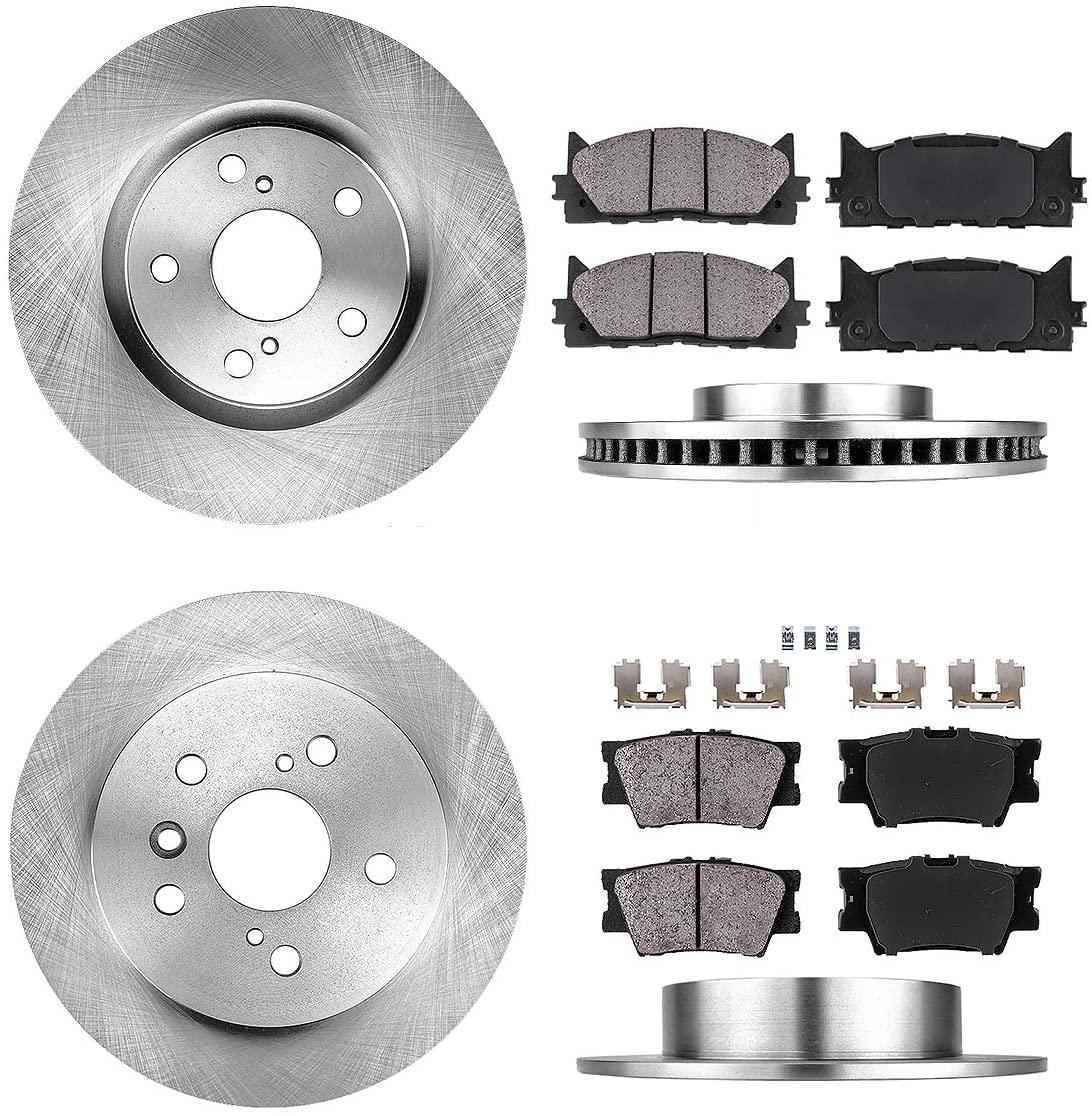CRK13575 FRONT 296 mm + REAR 281 mm Premium OE 5 Lug [4] Rotors + [8] Quiet Low Dust Ceramic Brake Pads