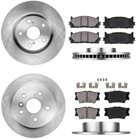 CRK13575 FRONT 296 mm + REAR 281 mm Premium OE 5 Lug [4] Rotors + [8] Quiet Low Dust Ceramic Brake Pads