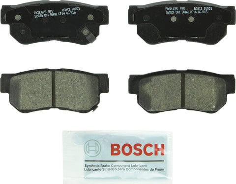 Bosch BC813 QuietCast Premium Ceramic Disc Brake Pad Set For Select Hyundai Azera, Elantra, Santa Fe, Sonata, Tucson, XG300, XG350; Kia Amanti, Magentis, Optima, Sportage; Rear