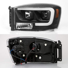 For 2006-2008 Dodge RAM 1500 & 06-09 Dodge RAM 2500/3500 LED Daytime Running Lamp Bar Projector Headlights Black Combo