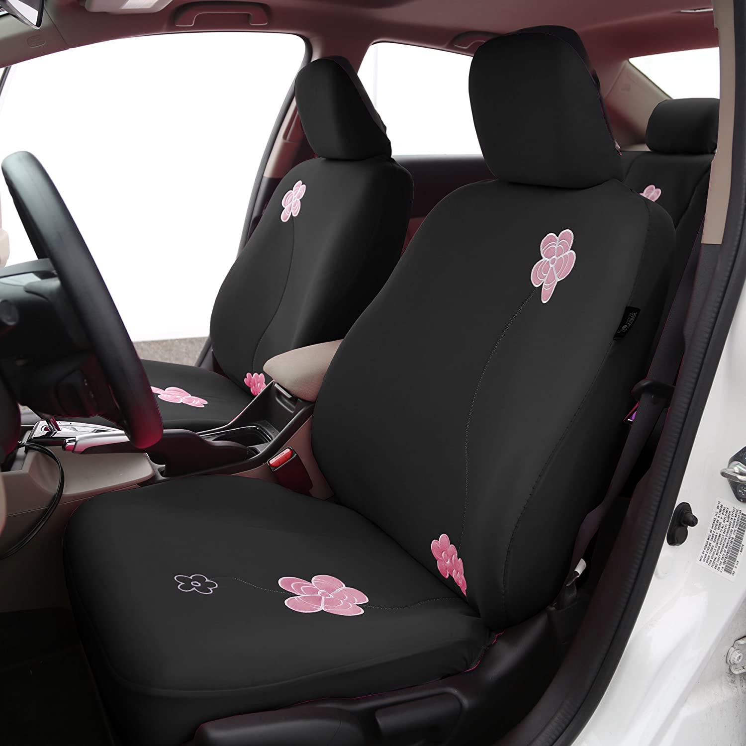 TLH Floral Seat Covers Front, Airbag Compatibal, Pink Color-Universal Fit for Cars, Auto, Trucks, SUV