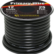 Grand General 55253 Primary Wire 100ft Roll (with Spool for trucks, automobile and more, Black)