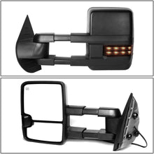 Right Side Black Power Heated Telescoping w/LED Turn Signal Towing Mirror Replacement for Silverado Sierra GMT900 07-14