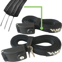 Vamo Premium Locking Tie Downs with 3 Stainless Steel Cables 'No Scratch' Silicone Buckle Surf or SUP Tie Down Straps for Surfboards, Paddle Boards, Kayaks and Canoes (Two Pack) (10')