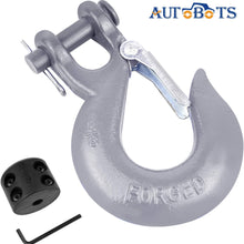 AUTOBOTS Grade 70 Latch Clevis Slip Hook & Winch Cable Hook Stopper Sets with Heavy-Duty Forged Steel 3/8", Included Allen Wrench, Max 35,000 lbs,Gray & Black