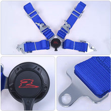 AJP Distributors 2x Blue Safety 4-Point 2" Strap Nylon Camlock Center Seatbelt Upgrade Replacement Performance Track Drag Drift Off-Road Wide