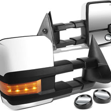Replacement for Silverado/Sierra Chrome Powered Heated Glass Amber LED Signal Towing+Blind Spot Mirror w/Bezel