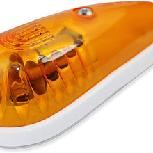 5 Pack Kaper White Base Teardrop Amber Roof Light Truck Cab Clearance Marker Light Turn Signal Light Complete (5)