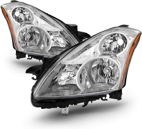 Fits 2010 2011 2012 Altima 4Door Sedan [Halogen Models] Chrome Headlights Headlamp Left Driver + Right Passenger Pair