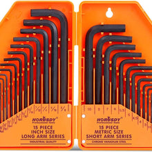 HORUSDY Hex Key Set, Allen Wrench Set Inch/Metric 30-Piece MM(0.7mm-10mm) SAE(0.028"-3/8) - Best Unique Tool Gift for Men