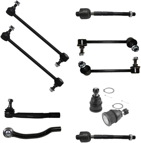 Detroit Axle - 10PC Front and Rear Sway Bar Link, Lower Ball Joint, Inner and Ourter Tie Rod Suspension Kit for 2001-2005 Acura MDX - [2003-2005 Honda Pilot]