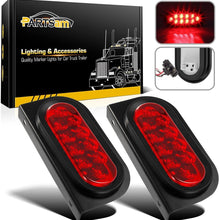 Partsam 2pcs Waterproof 6" inch Oval Sealed Stop Turn Tail Brake Marker Red 10 LED Truck Trailer Light Kit w/Grommet Plug,Mounting Brackets