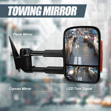 Pair Black Power Heated Glass Smoked LED Signal Light Side Towing Mirrors Replacement for Silverado/Sierra 03-07