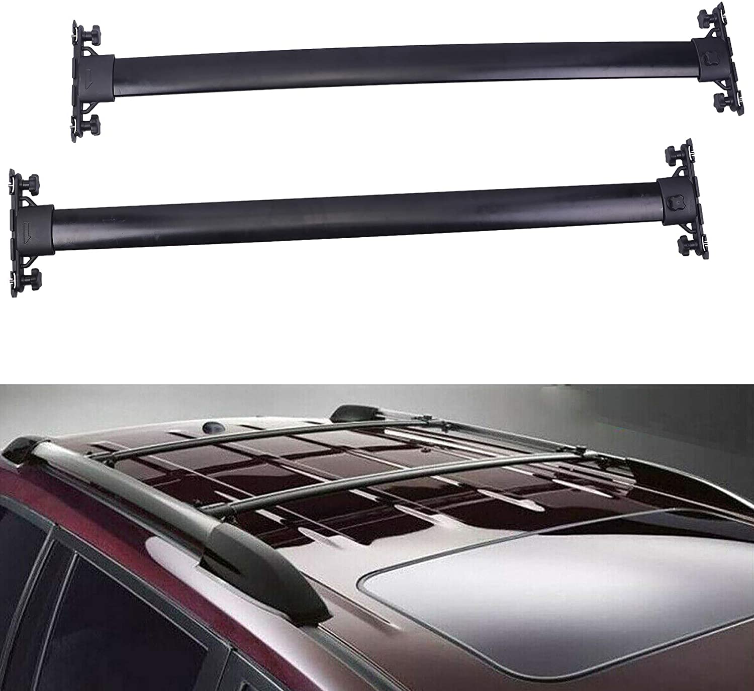 JUEDIMA Black Roof Rack Cross Bars Replacement for 2008 2009 2010 2011 2012 2013 Highlander,Rooftop Luggage Crossbars