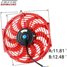 Compatible For HONDA CIVIC EK EG D15 D16 1992-2000 Aluminum Racing Radiator Replacement 3 Row 52mm+ 12" Red Radiator Cooling Fan