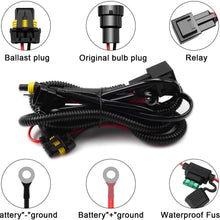 DZG Universal HID Wiring Harness Kit Wire Connectors 12V AC with Waterproof Relay 30A In-line Fuse