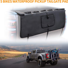 MONOKING Tailgate Pad for Pickup Truck, Tailgate Pad for 5 Mountain Bikes with 2 Tool Pockets and Secure Soft Velcro Bike Straps, Great for 5 Bicycles, 54" Long