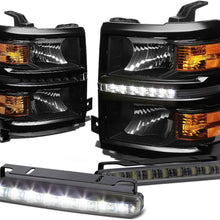 For Chevy Silverado GMT K2XX Black Housing Amber Corner LED Headlight+Smoked DRL 8 LED Fog Light