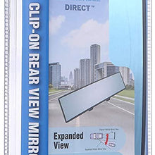 Universal 12 Inch Interior Clip On Panoramic Rearview Mirror - Blue Tint - Wide Angle - For use in Car, SUV, Truck