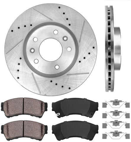 Callahan CDS02100 FRONT 299mm D/S 5 Lug [2] Rotors + Ceramic Brake Pads + Hardware [ fit Fusion MKZ Mazda 6 Milan ]