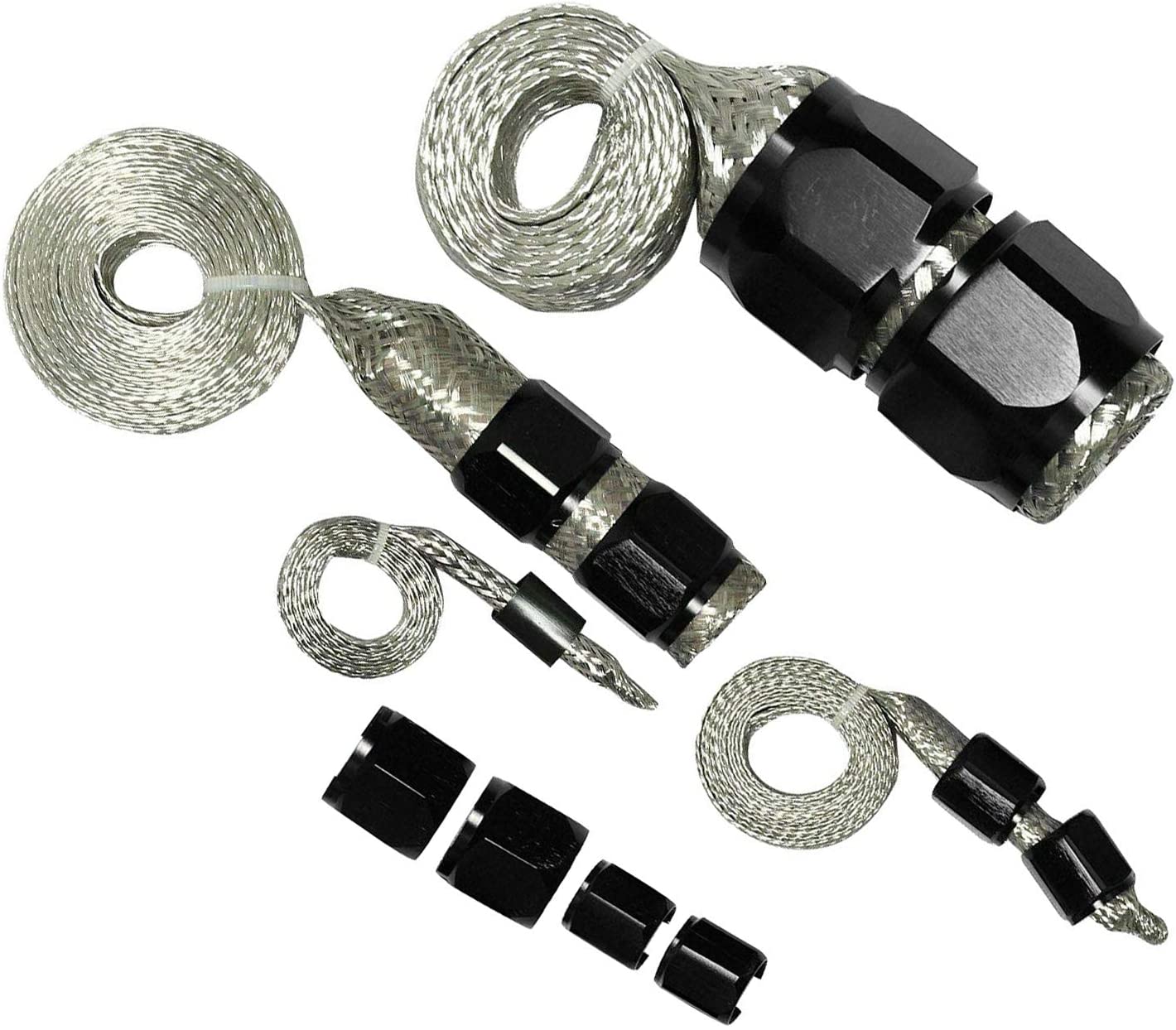 yjracing Stainless Steel Dress Up Hose Engine Cover Kit Radiator Vacuum Oil Fuel Heaterc Black