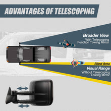 Pair of Chrome Powered Heated Telescoping Rear View Side Towing Mirrors Replacement for Silverado Sierra GMT800 03-07