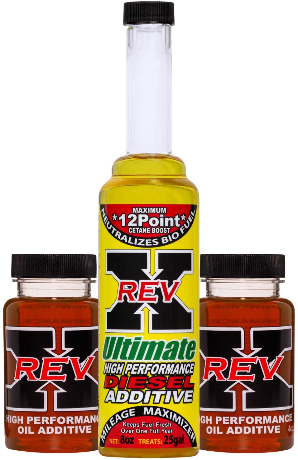 REV X Ultimate Kit for Diesel Engines - High Performance Oil Additive (2) + Ultimate Diesel Fuel Stabilizer