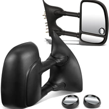 Replacement for Super Duty Black Telescoping Manual Extendable Towing Side+Circle Blind Spot Mirror
