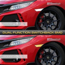[Switchback + Sequential Turn Signal] VIPMOTOZ Full White & Amber LED Front Side Marker Turn Signal Light For 2016-2020 Honda Civic, Driver & Passenger Side