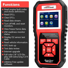 OBD2 Scanner OBDII Auto Diagnostic Code Scanner Universal Vehicle Engine O2 Sensor Systems OBD2 EOBD Scanners Tool Check Engine Light Automotive Code Reader for all OBD II Protocol Car Since 1996