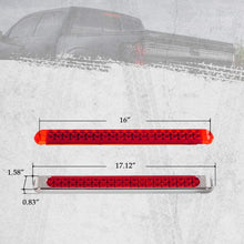 Partsam Waterproof 17" Inch High Power 40 LED Red Utility Trailer Truck RV Stop Tail Turn 3rd Brake Marker Identification Light Bar w/Chrome Bezel (Pack of 2)