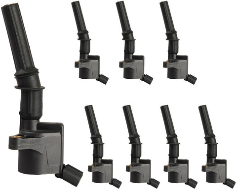 ENA Pack of 8 Curved Boot Ignition Coil compatible with Ford Lincoln Mercury 4.6L 5.4L V8 DG508 C1454 C1417 FD503 F7TU-12A366AB 1L2U12029AA I2LU-12A388-AA C1417 DG473 DG481 DG491