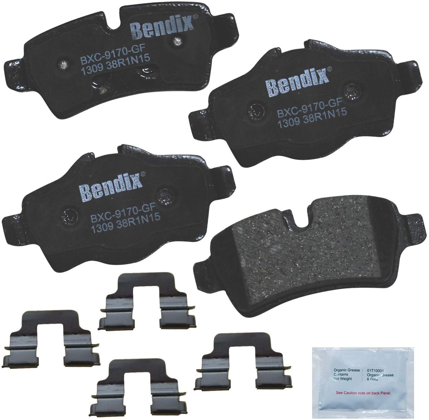 Bendix CFC1309 Premium Copper Free Ceramic Brake Pad (with Installation Hardware Rear)